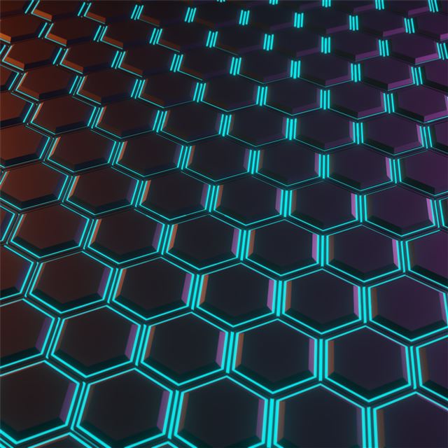 2048x2048 hexagon glowing tiles 5k - artist iPad Air Wallpaper