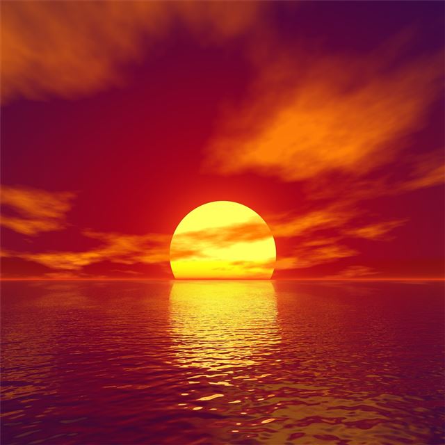 2048x2048 big sun sunset water body 4k - water iPad Air Wallpaper