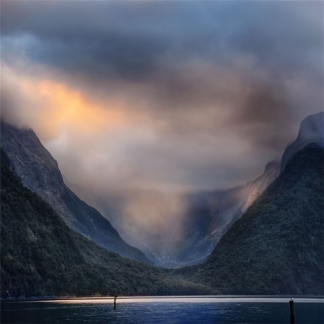 2048x2048 valley milford sound in new zealand - new zealand iPad Air Wallpaper
