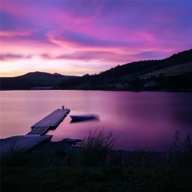 2048x2048 sunset at ladybower reservoir pier side 5k - sunset iPad Air Wallpaper