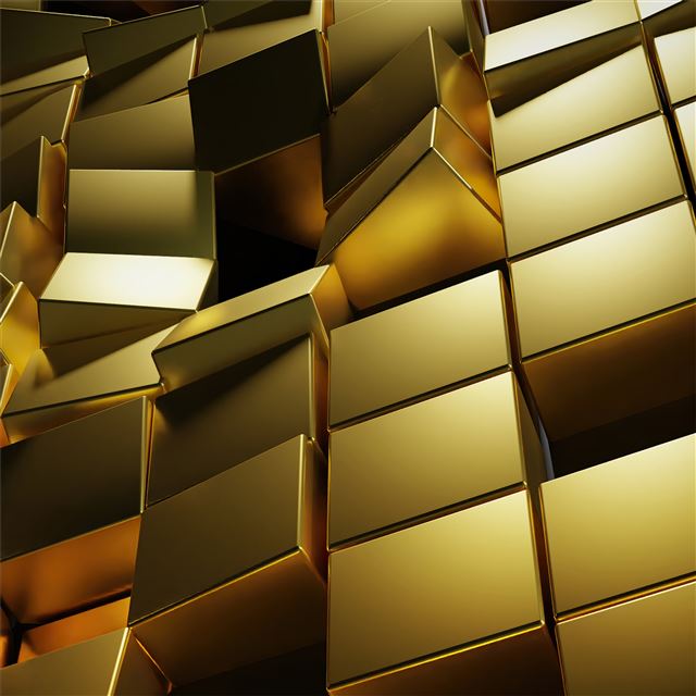 2048x2048 gold 3d cubes 4k - gold iPad Air Wallpaper