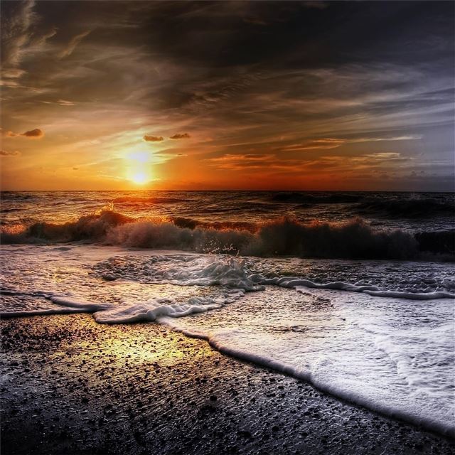 2048x2048 beach summer sunset waves - sunset iPad Air Wallpaper