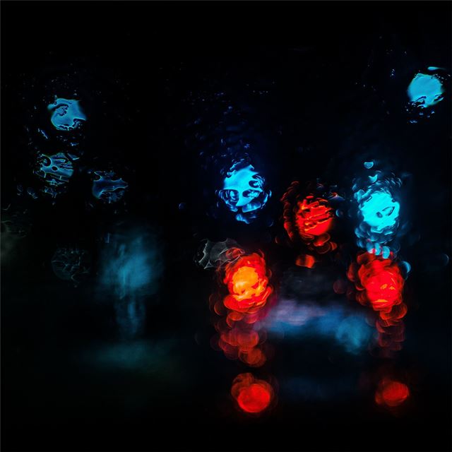 2048x2048 light dark night bokeh rain - photography iPad Air Wallpaper