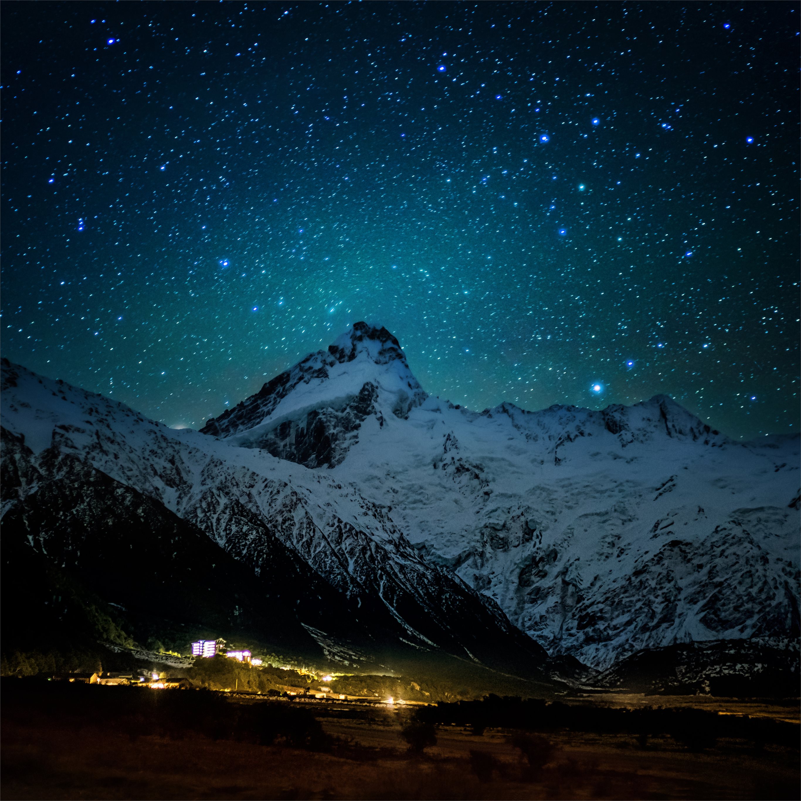 mount cook village under the winter stars 8k iPad Air Wallpapers Free  Download