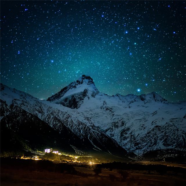 2048x2048 mount cook village under the winter stars 8k - milky way iPad Air Wallpaper