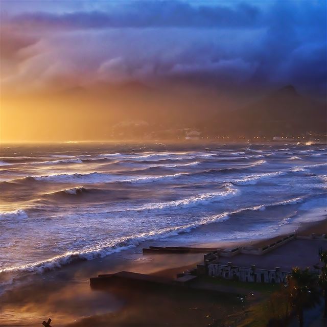 2048x2048 Stormy Sunset - waves iPad Air Wallpaper