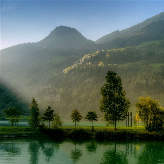 2048x2048 Lake And Trees On The Valley - trees iPad Air Wallpaper
