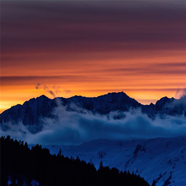 2048x2048 swiss sunset mountains 5k - sunset iPad Air Wallpaper