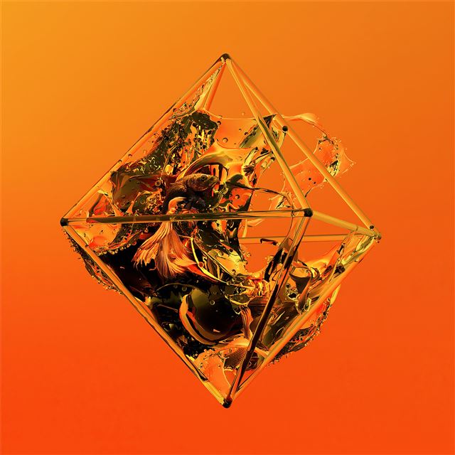 2048x2048 orange polygon glass justin maller - artwork iPad Air Wallpaper