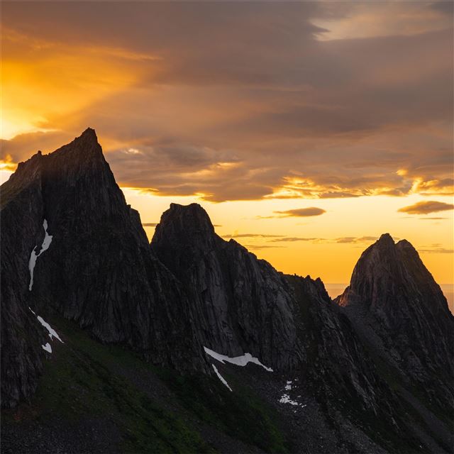 2048x2048 black gray mountains 5k - evening iPad Air Wallpaper
