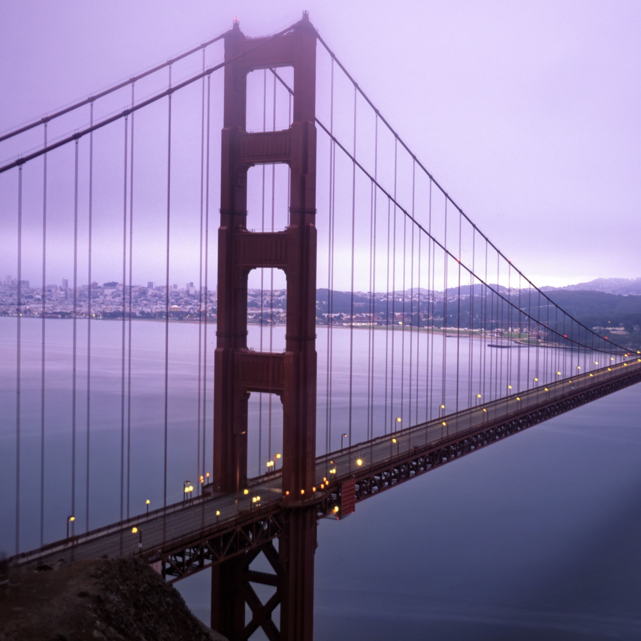 Violet Hour And Fog Surround The Golden Gate iPad Air wallpaper 