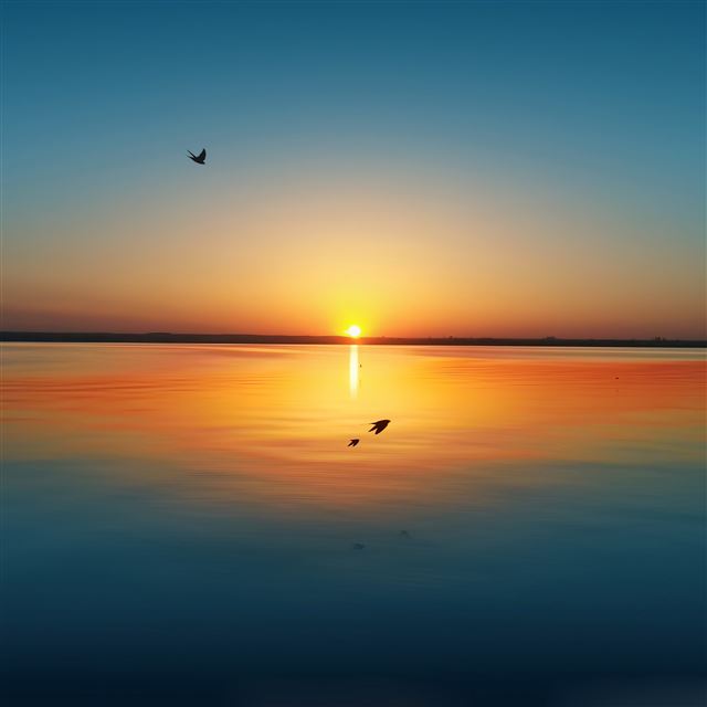 2048x2048 Sunset over lake - sky iPad Air Wallpaper