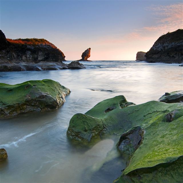 2048x2048 Green rocks beach - rocks iPad Air Wallpaper