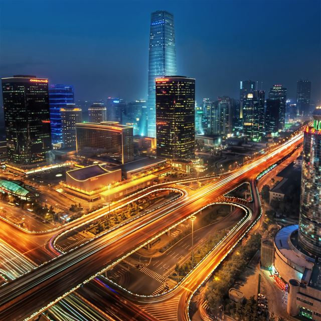 2048x2048 Beijing at night China - building iPad Air Wallpaper