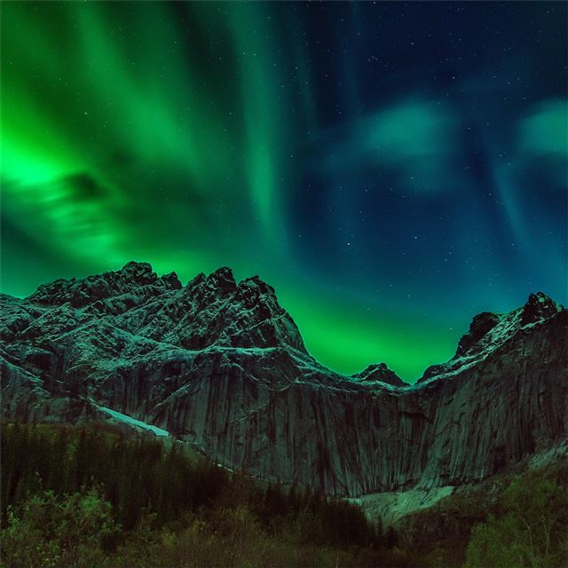 2732x2732 green and brown mountain under green sky 5k - sky iPad Air Wallpaper