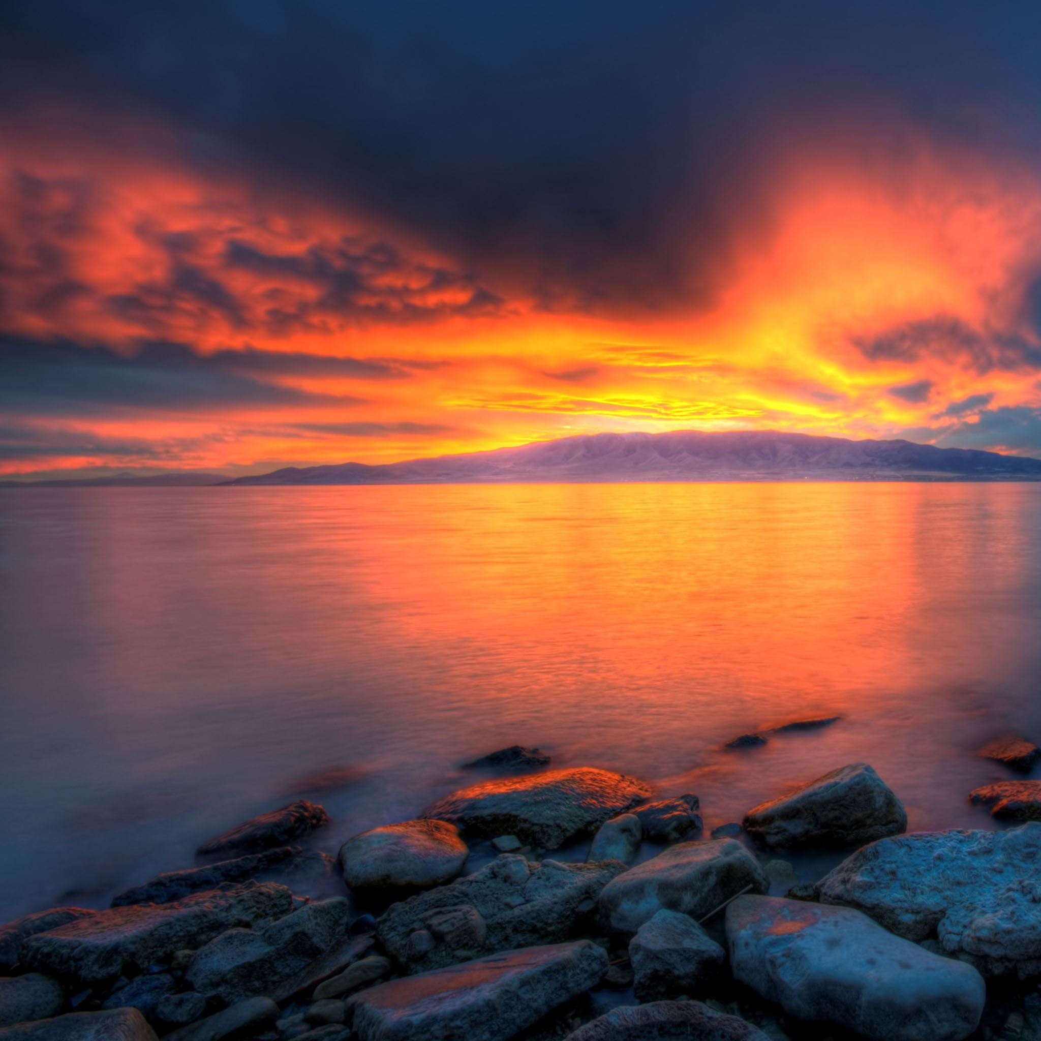 Utah lake sunset iPad Air wallpaper 