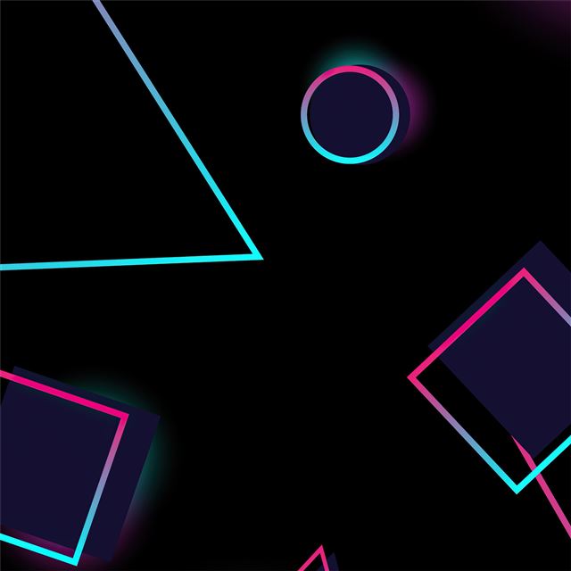 2732x2732 neon circles and triangle 4k - digital art iPad Air Wallpaper