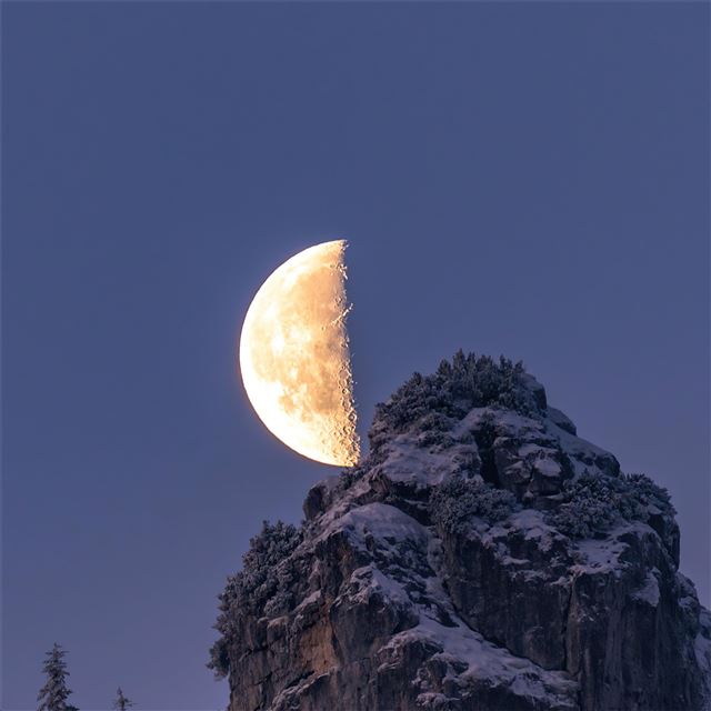 2732x2732 moon over the bavarian alps 4k - moon iPad Air Wallpaper