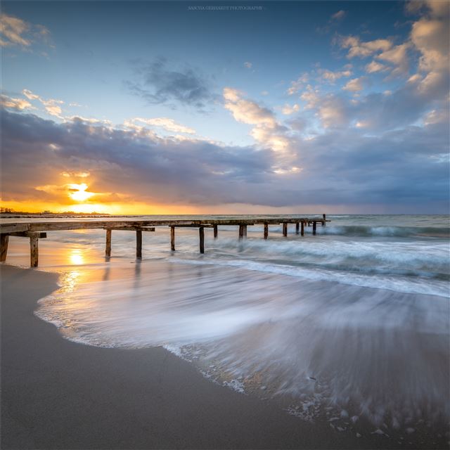 2732x2732 sunset pier landscape 5k - landscape iPad Air Wallpaper