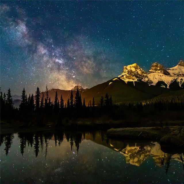 2732x2732 milky way 3 with the reflections 4k - trees iPad Air Wallpaper