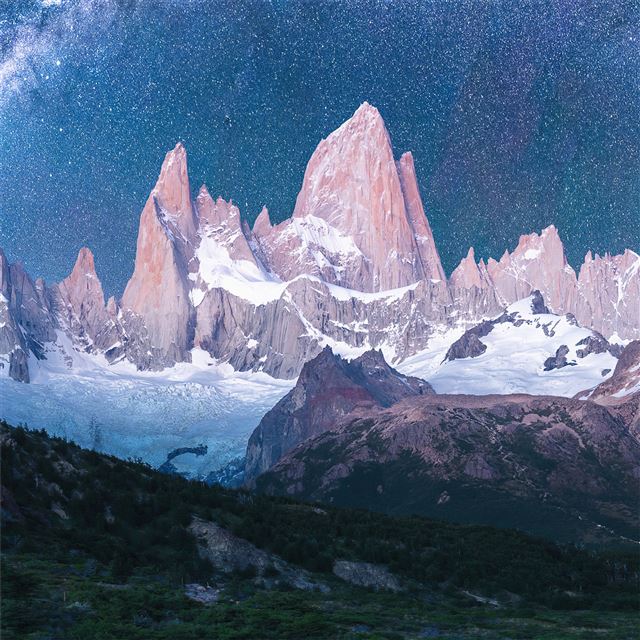2732x2732 mountains snow stars galaxy 4k - nature iPad Air Wallpaper