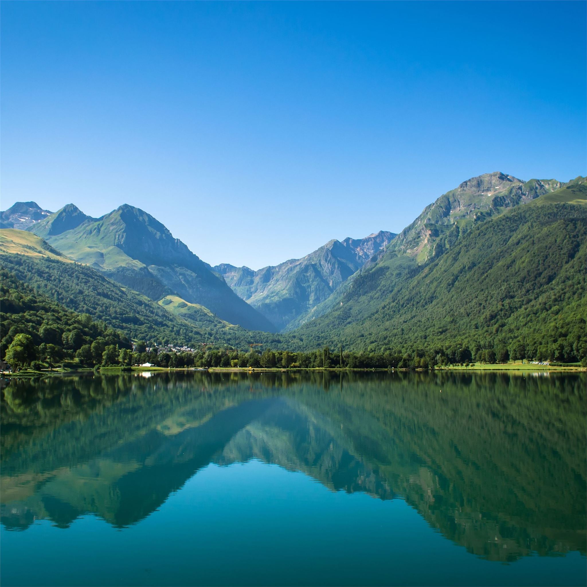green mountains beside lake 5k iPad Air Wallpapers Free Download