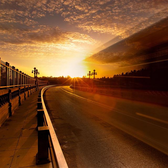 2048x2048 Sunset Road - road iPad Air Wallpaper