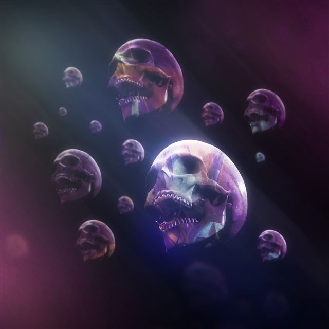 2048x2048 Skull Smoke Paint Lights - purple iPad Air Wallpaper