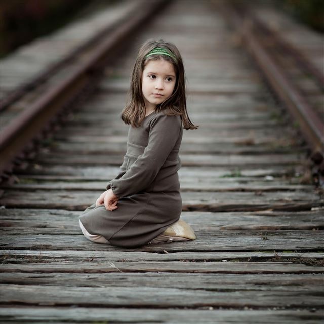 2048x2048 Girl Railway Track -  iPad Air Wallpaper