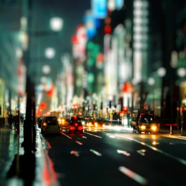 2048x2048 Coloured Lights - road iPad Air Wallpaper