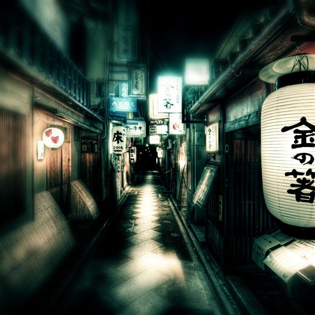 2048x2048 Japan Street Lights - street iPad Air Wallpaper