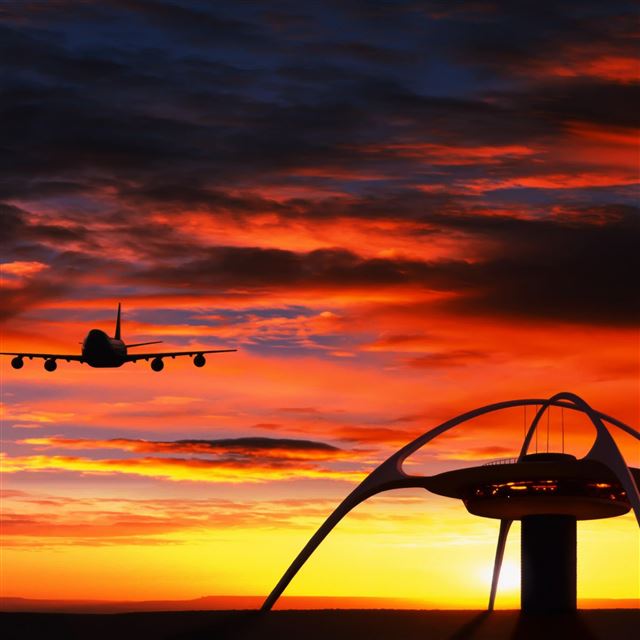 2048x2048 Landing Plane Sunset - cloud iPad Air Wallpaper