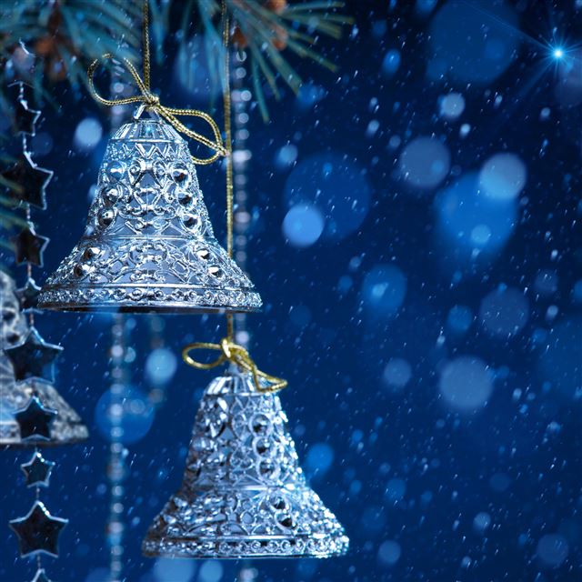 2048x2048 Christmas bells - bokeh iPad Air Wallpaper