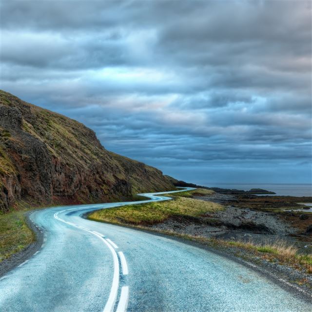 2048x2048 Curvy road around iceland - road iPad Air Wallpaper