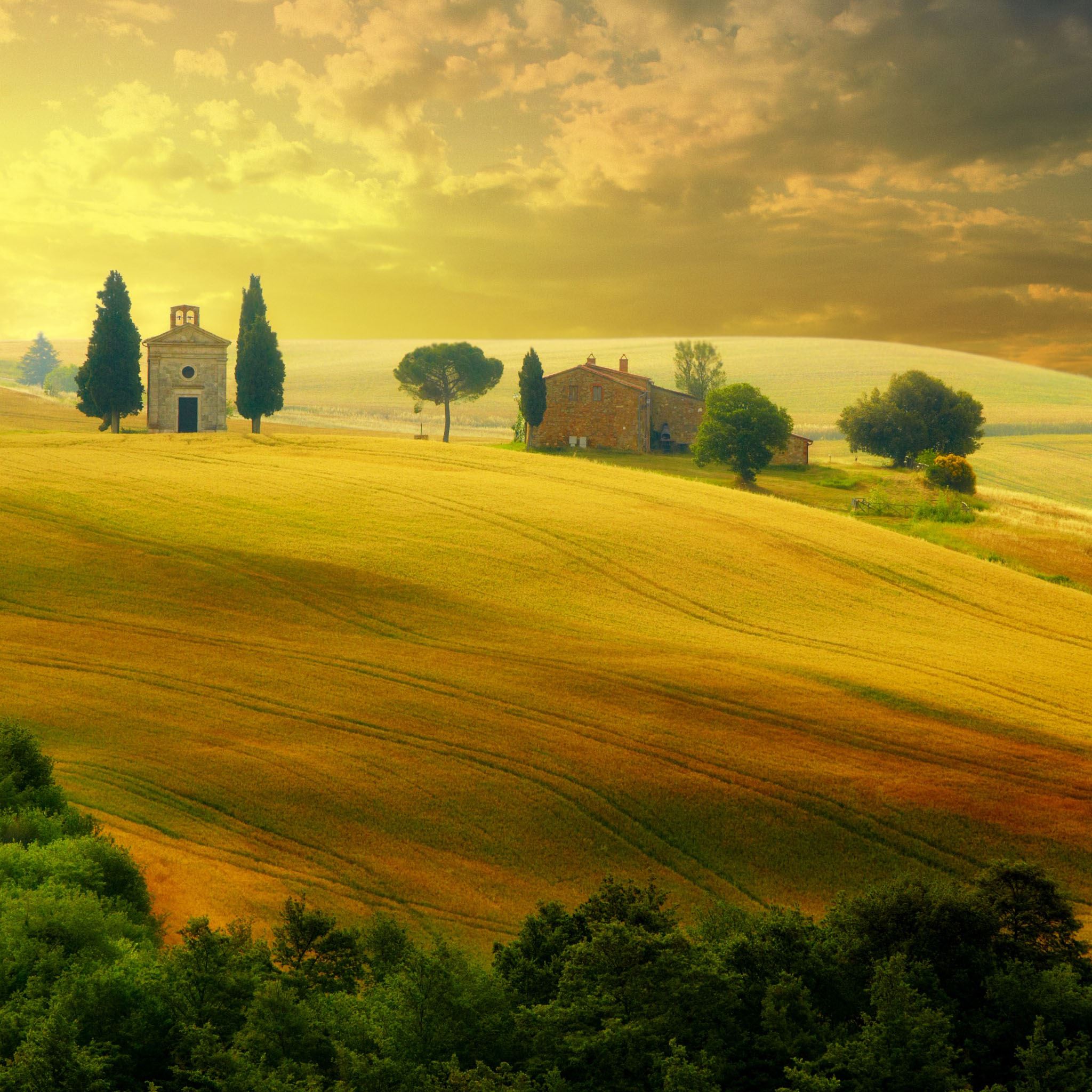 Tuscany Autumn iPad Air wallpaper 