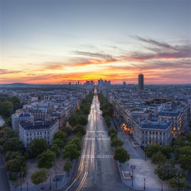 2048x2048 Sunset Paris France - road iPad Air Wallpaper