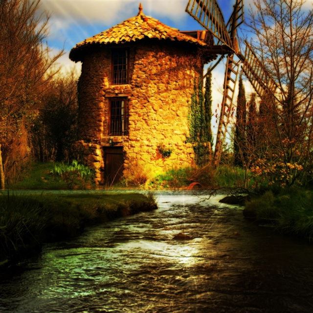 2048x2048 Mill Windmill - yellow iPad Air Wallpaper