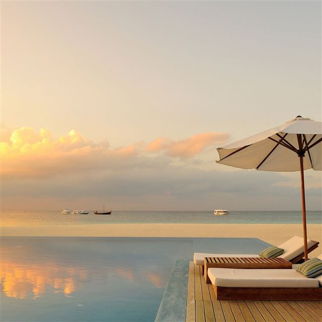 2048x2048 Summer Pool Sunset - cyan iPad Air Wallpaper