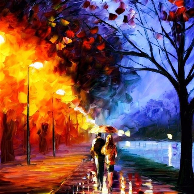 2048x2048 Fire Street Scene Painting - street iPad Air Wallpaper