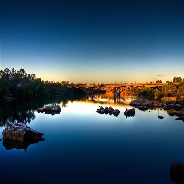 2048x2048 Bridge Over The Calm Lake - white iPad Air Wallpaper