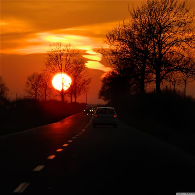 2048x2048 Road To Home In Sunset - road iPad Air Wallpaper