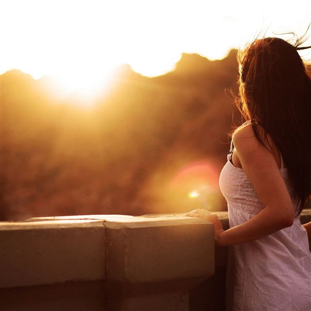 2048x2048 Woman Sunset - woman iPad Air Wallpaper