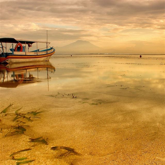 2048x2048 Boat Shallows - sunset iPad Air Wallpaper
