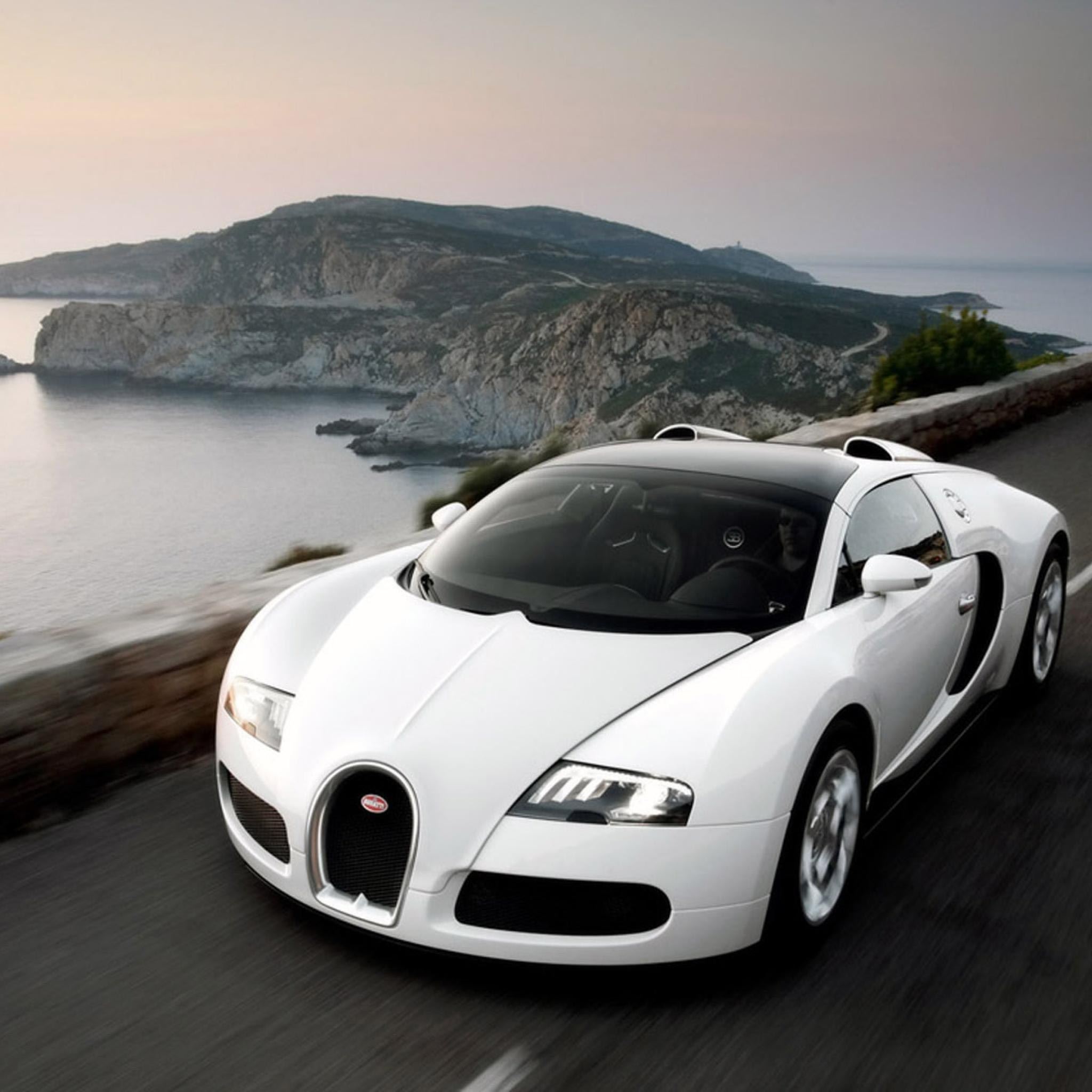 Bugatti White Car iPad Air wallpaper 