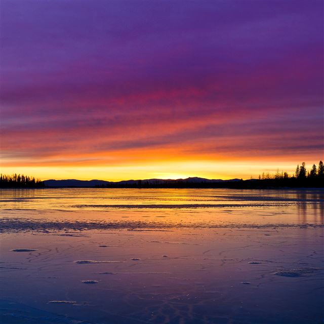 2048x2048 Winter Frozen Lake Sunset Landscape - landscape iPad Air Wallpaper