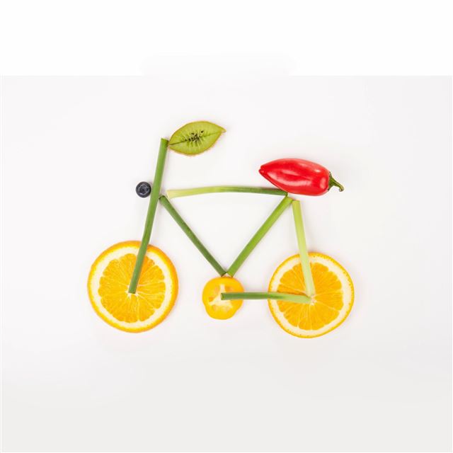 2048x2048 Creative Fruit Bicycle - white iPad Air Wallpaper