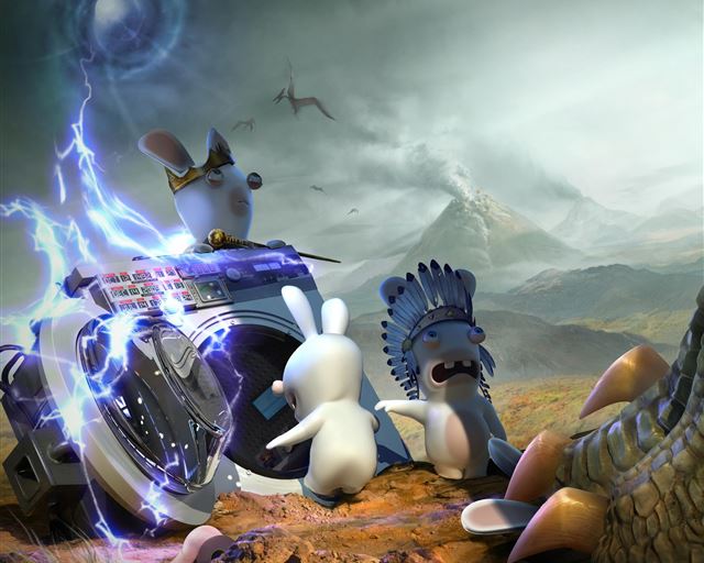 2048x2048 Raving Rabbids Travel In Time Jurassic -  iPad Air Wallpaper