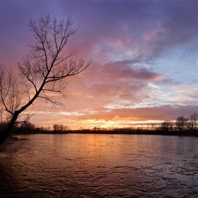 2048x2048 Pure Calm Lake Sunset - landscape iPad Air Wallpaper