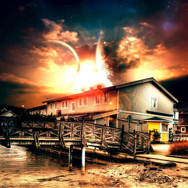 2048x2048 Design Outer Space House - outer space iPad Air Wallpaper