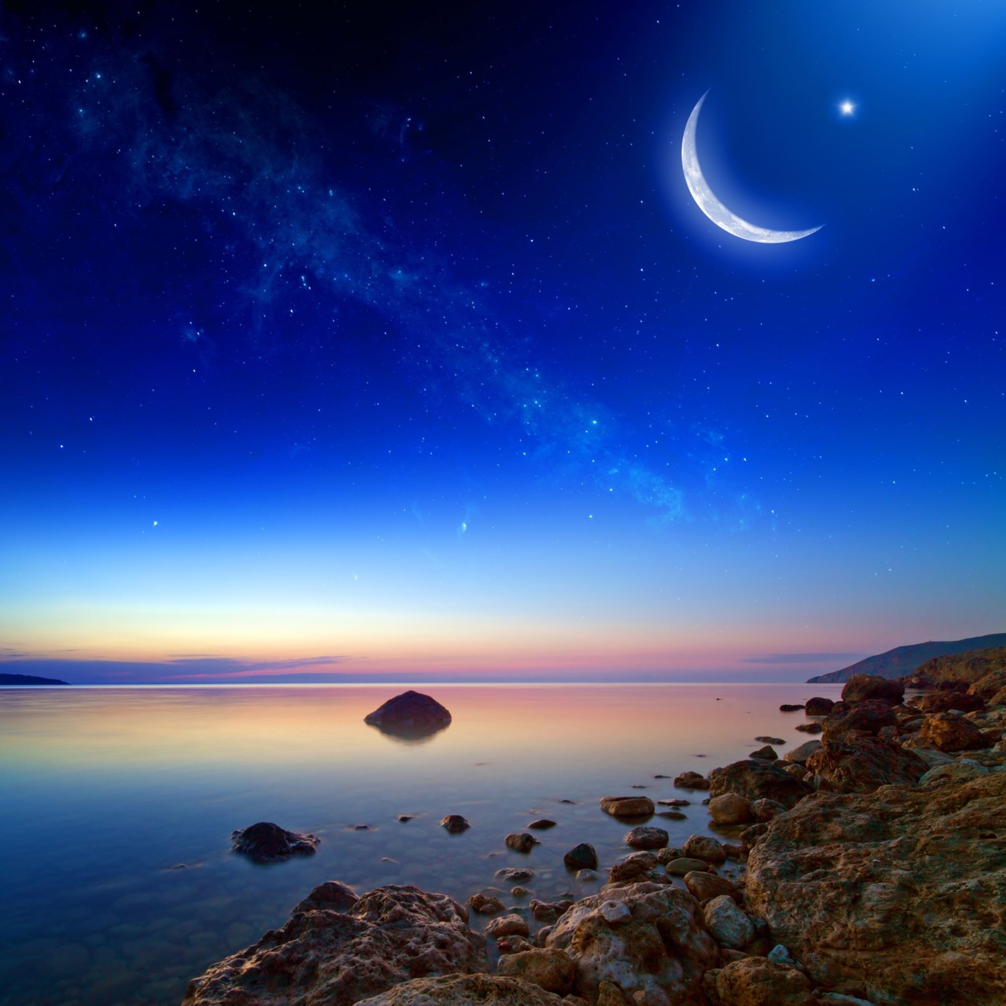 Coastal Moonlight Stars iPad Air wallpaper 
